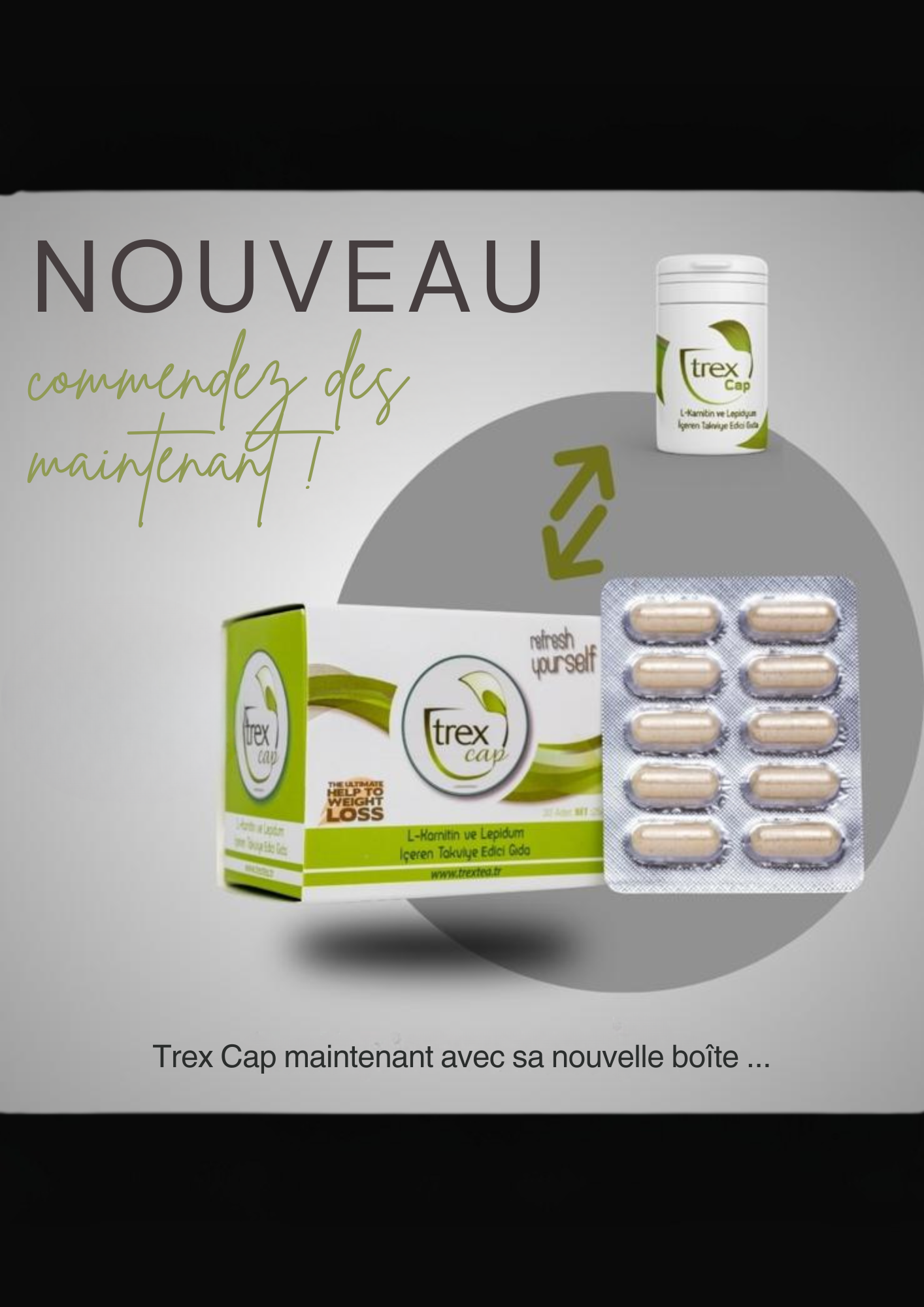 Pot Trex Cap – capsules minceur à base de plantes, boîte de 30 gélules